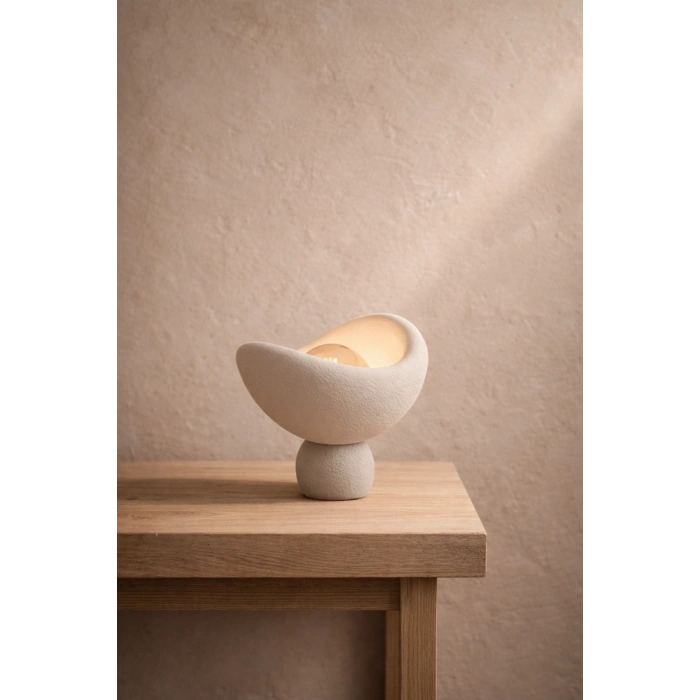 Luna Tasarım Masa Lambası Abajur Beton Görünümlü 3D 25 x 20 cm