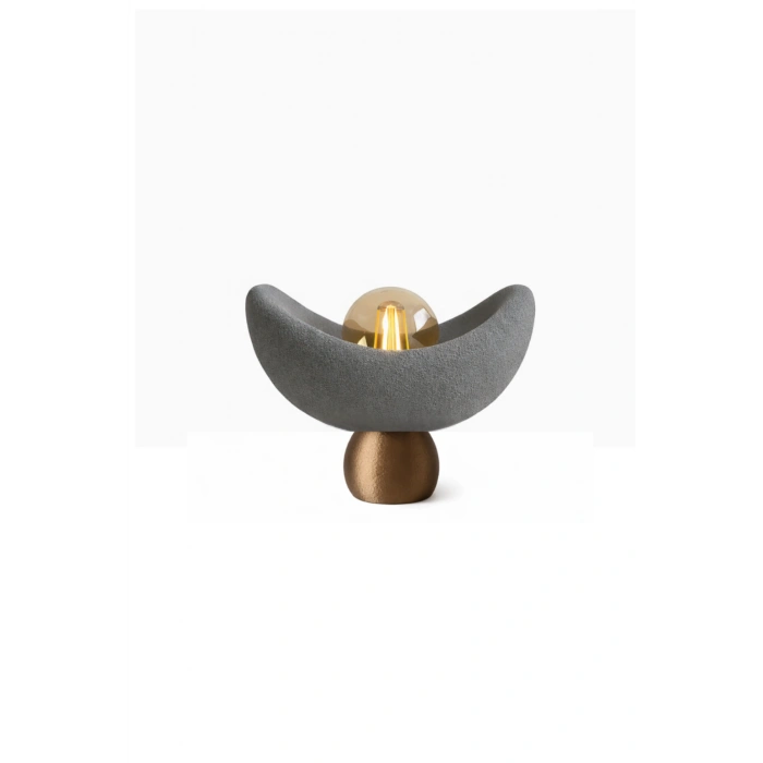 Luna Tasarım Masa Lambası Abajur Beton Görünümlü 3D 25 x 20 cm