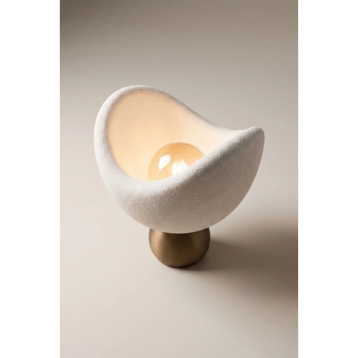 Luna Tasarım Masa Lambası Abajur Beton Görünümlü 3D 25 x 20 cm