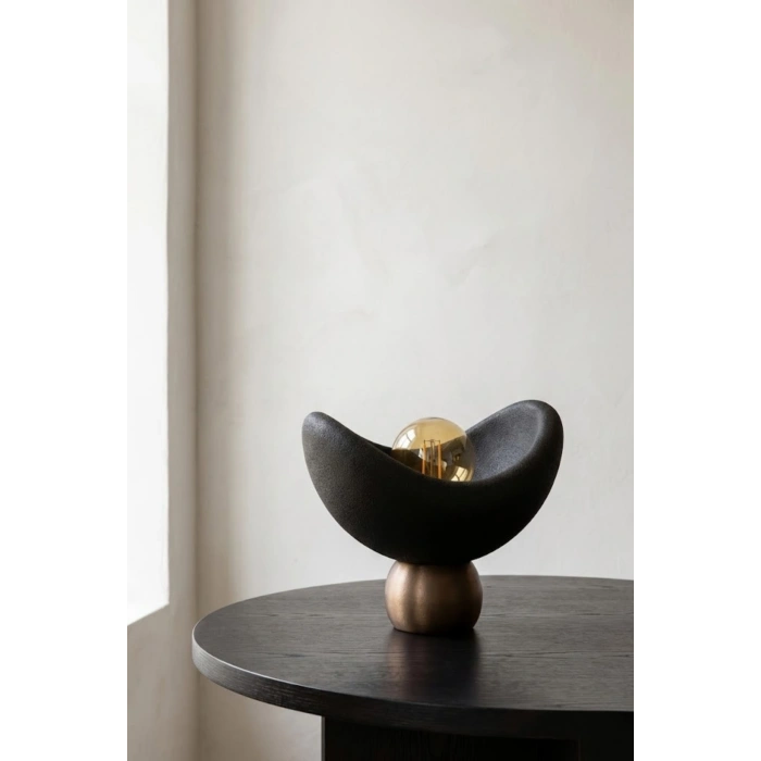 Luna Tasarım Masa Lambası Abajur Beton Görünümlü 3D 25 x 20 cm