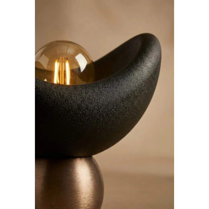 Luna Tasarım Masa Lambası Abajur Beton Görünümlü 3D 25 x 20 cm