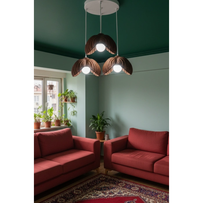 Kahverengi 3 Lü Lotus Avize 24 x 24