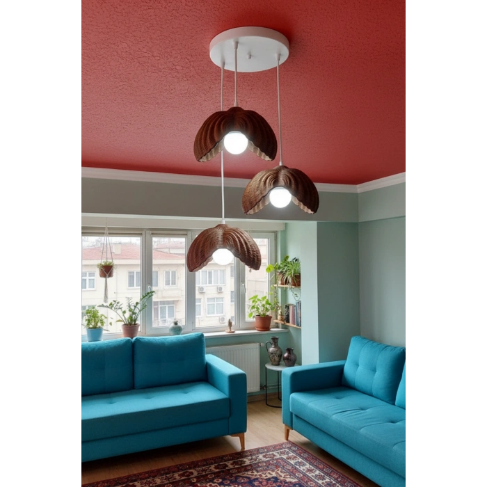 Kahverengi 3 Lü Lotus Avize 24 x 24