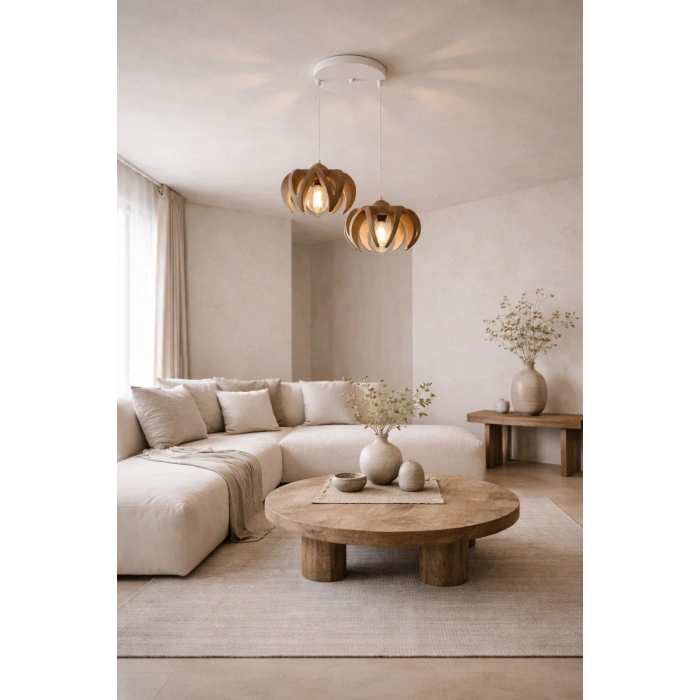 Kahverengi 2Li Taç Formlu Sarkıt Avize 25 x 25