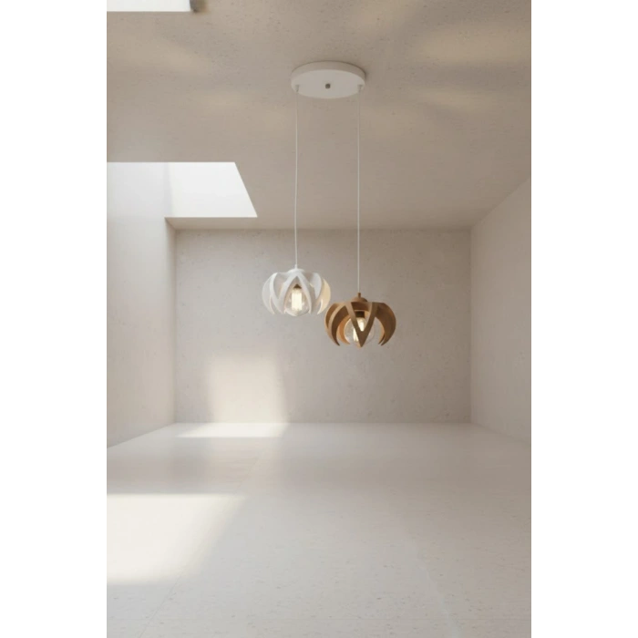 Kahverengi Beyaz 2Li Taç Formlu Avize 25 x 25