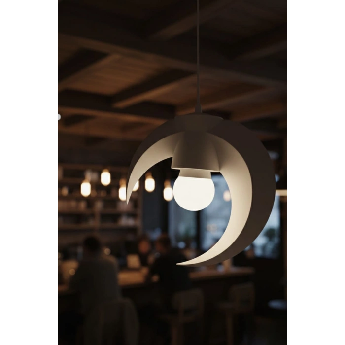 Beyaz Hilal Formlu Tekli Sarkıt Avize 25 x 20