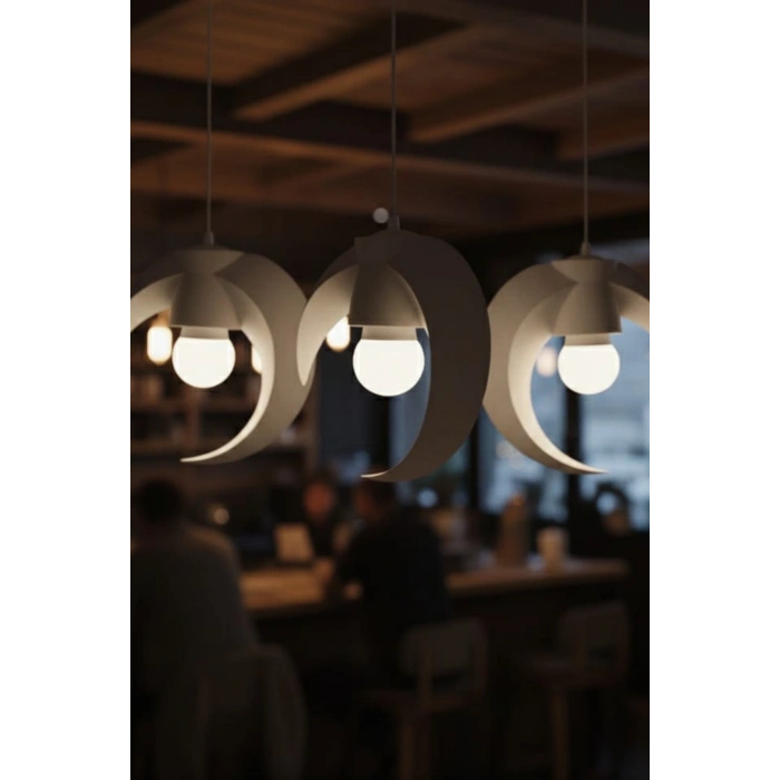 Beyaz Hilal Formlu Tekli Sarkıt Avize 25 x 20