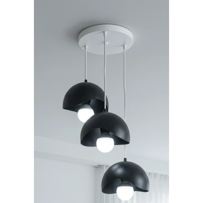 Siyah 3Lü  Beton Görünümlü Avize 25 x 25