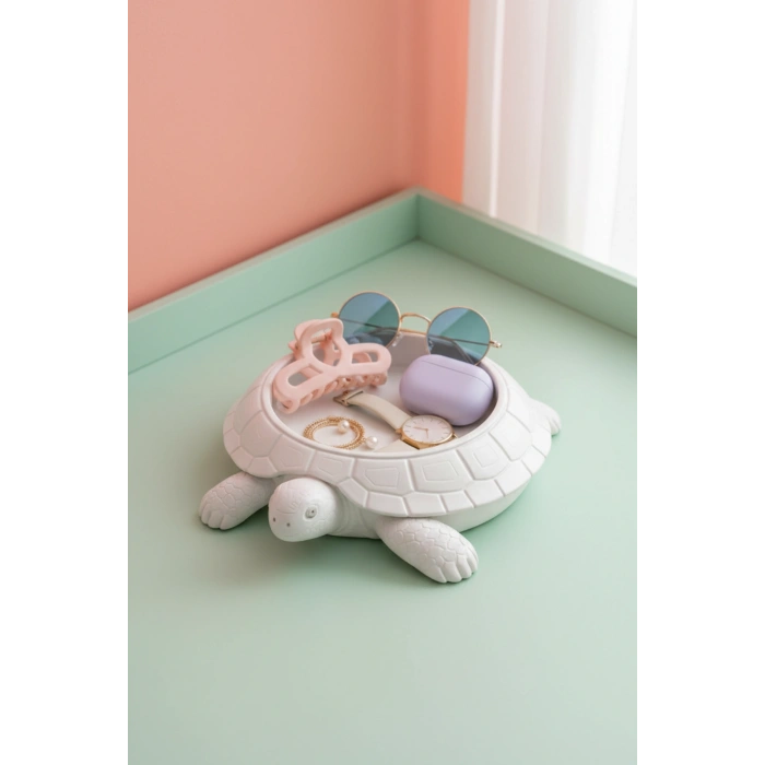 Beyaz Kaplumbağa Takı Kutusu Şekerlik