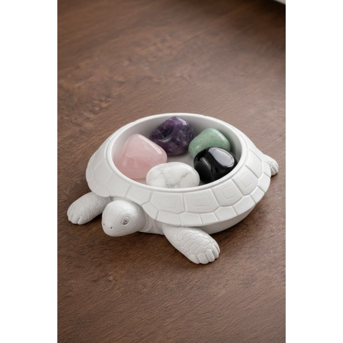 Beyaz Kaplumbağa Takı Kutusu Şekerlik