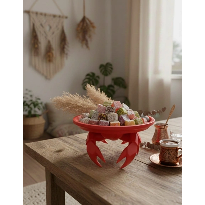 Yengeç Takı, Kahve Yanı Sunumluk Kırmızı