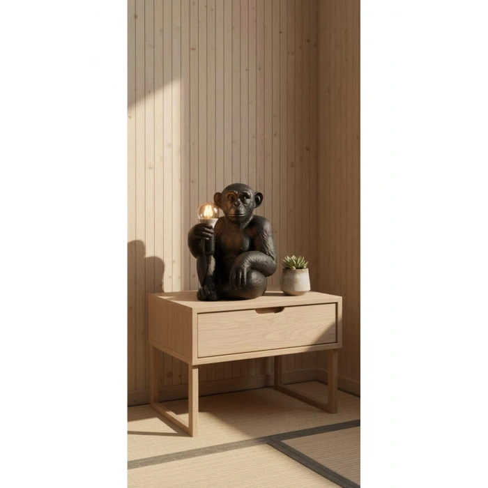 Siyah Dekoratif Lamba Ve Gece Lambası Renkli Maymun 35 x 30