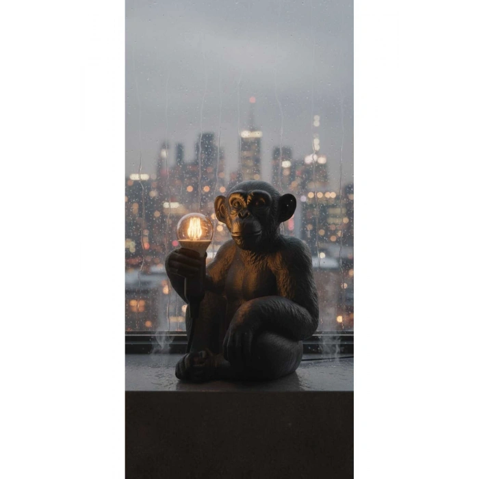 Siyah Dekoratif Lamba Ve Gece Lambası Renkli Maymun 35 x 30