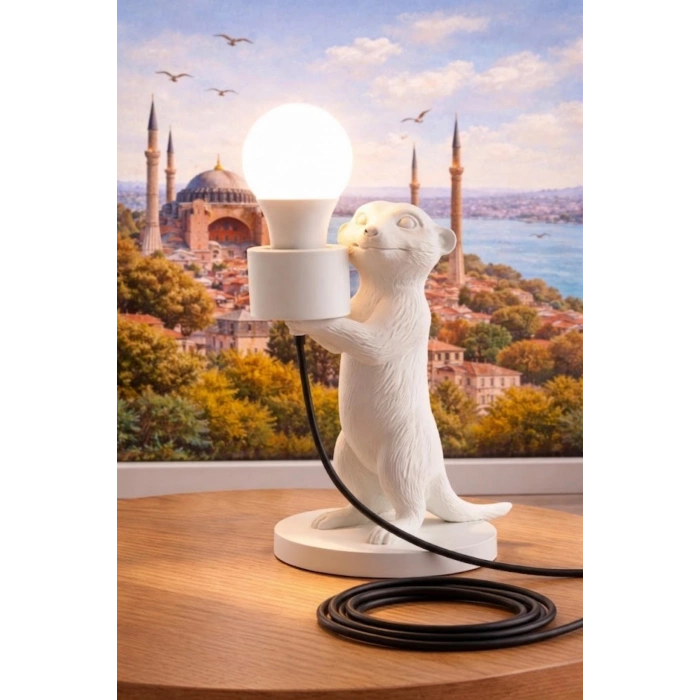 Beyaz Mirket Masa Lambası 14 x 12