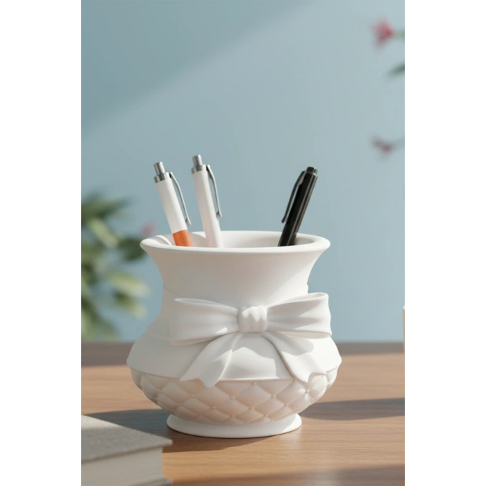 Beyaz Papyon Kalemlik Masaüstü Organizer 13 cm