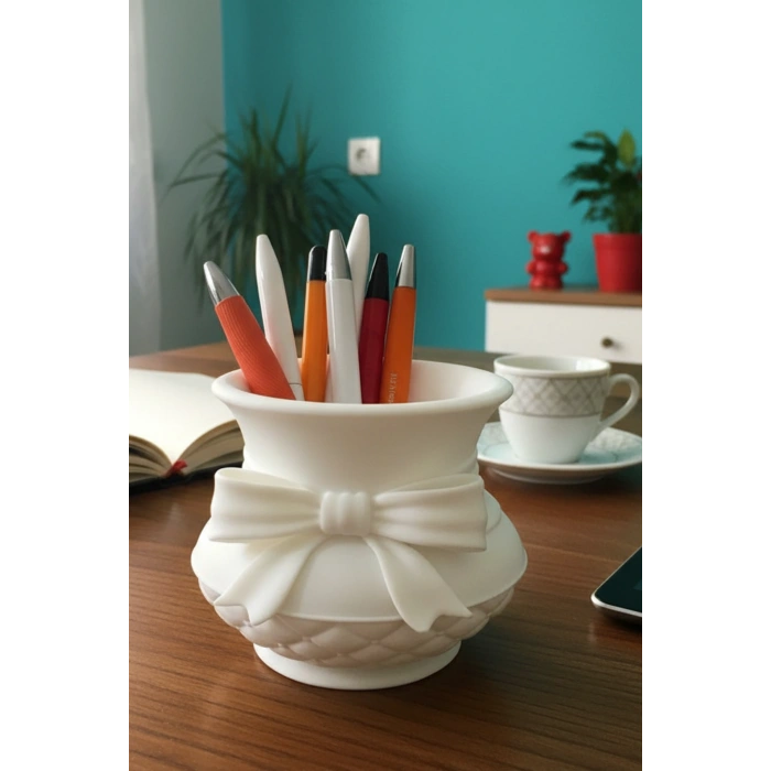 Beyaz Papyon Kalemlik Masaüstü Organizer 13 cm