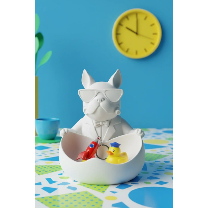 Beyaz Boss Köpek Figürlü Masaüstü Organizer 14 x 12