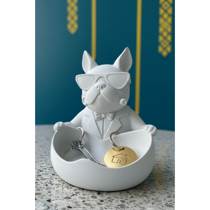 Beyaz Boss Köpek Figürlü Masaüstü Organizer 14 x 12