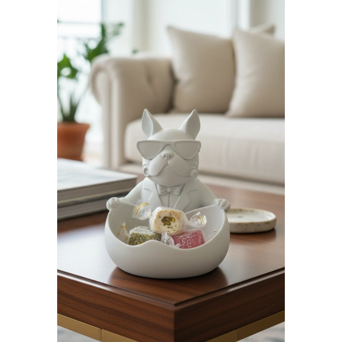 Beyaz Boss Köpek Figürlü Masaüstü Organizer 14 x 12