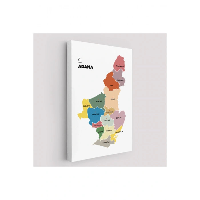 Adana İli ve İlçeler Haritası  Dekoratif Kanvas Tablo 1246