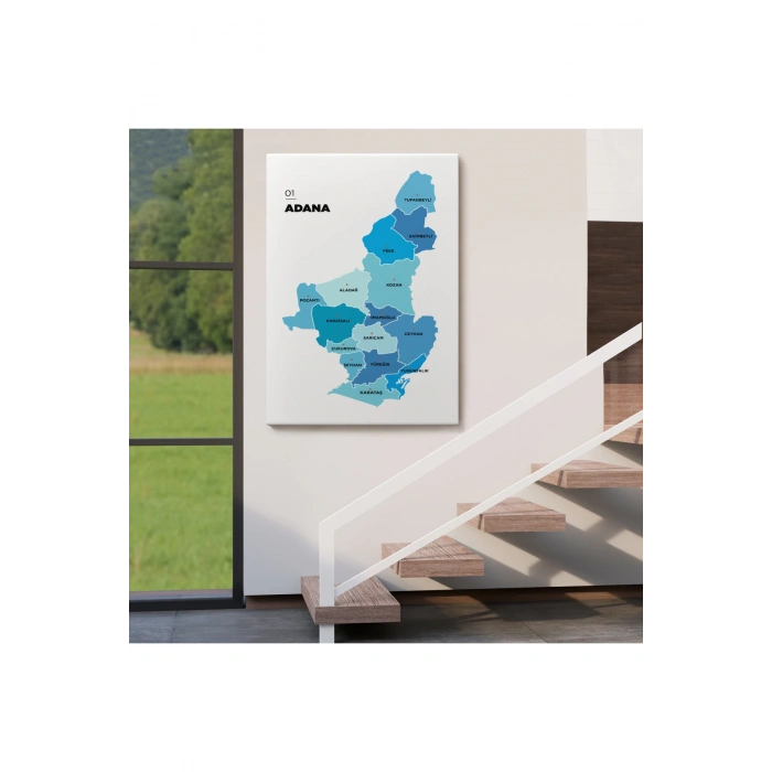 Adana İli ve İlçeler Haritası  Dekoratif Kanvas Tablo 1247