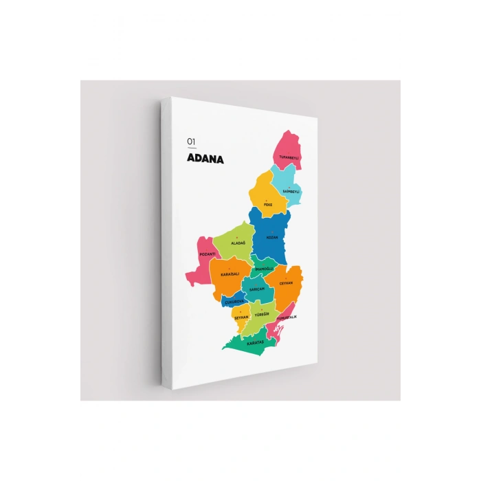 Adana İli ve İlçeler Haritası  Dekoratif Kanvas Tablo 1248