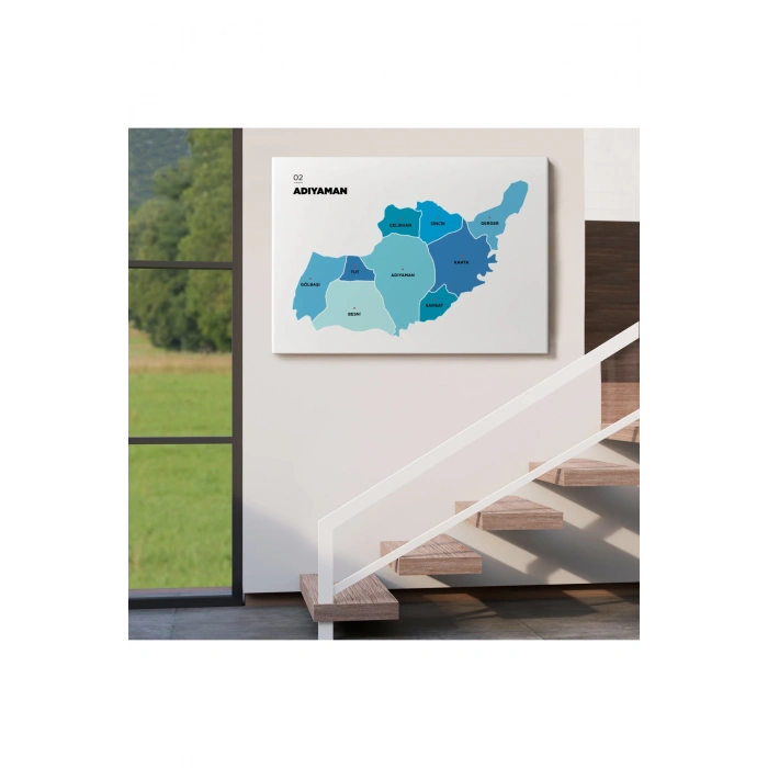 Adıyaman  İli ve İlçeler Haritası  Dekoratif Kanvas Tablo 1249