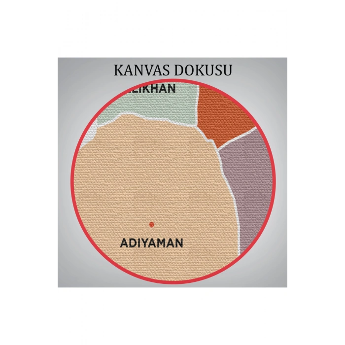 Adıyaman  İli ve İlçeler Haritası  Dekoratif Kanvas Tablo 1250