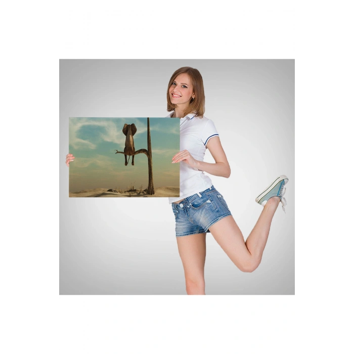 Ağaç Dalında Oturan Fil Dekoratif Kanvas Tablo 1171