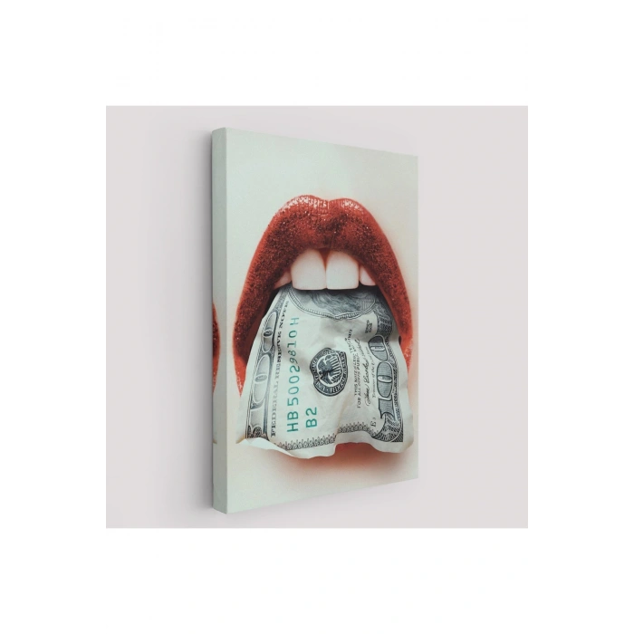 Ağzın da Dolar Olan Kadın Duvar Tablosu-6260