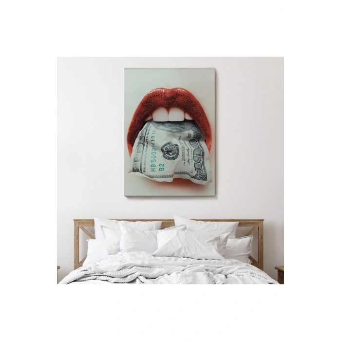 Ağzın da Dolar Olan Kadın Duvar Tablosu-6260