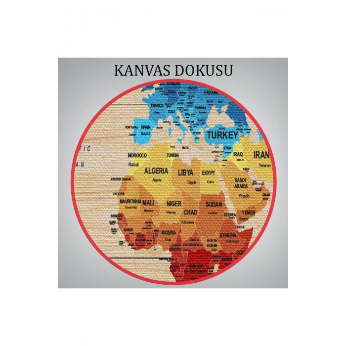 Ahşap Görünümlü Dünya Haritası Ülke Başkentli Kanvas Tablo 1821