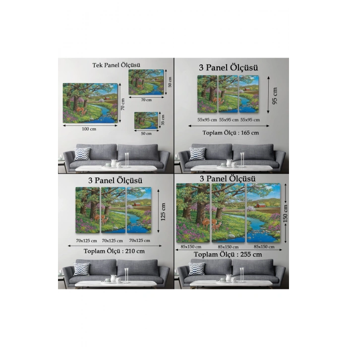 Akarsu Kenarındakı Ceylan ve Yavrusu Duvar Tablosu-6535