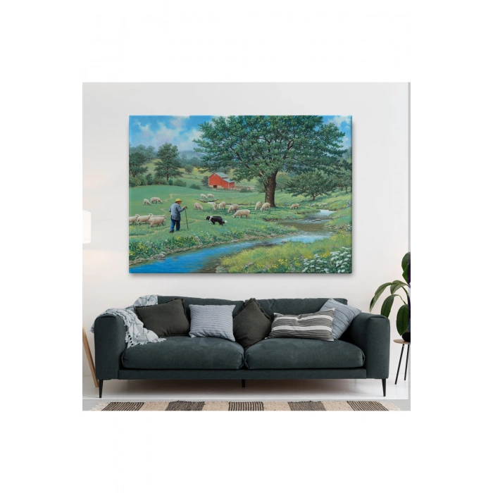 Akarsu Kenarındakı Rus Köylü Dekoratif Duvar Tablosu-6534
