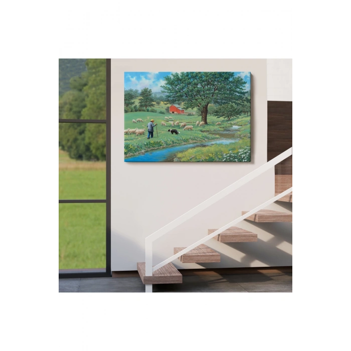 Akarsu Kenarındakı Rus Köylü Dekoratif Duvar Tablosu-6534