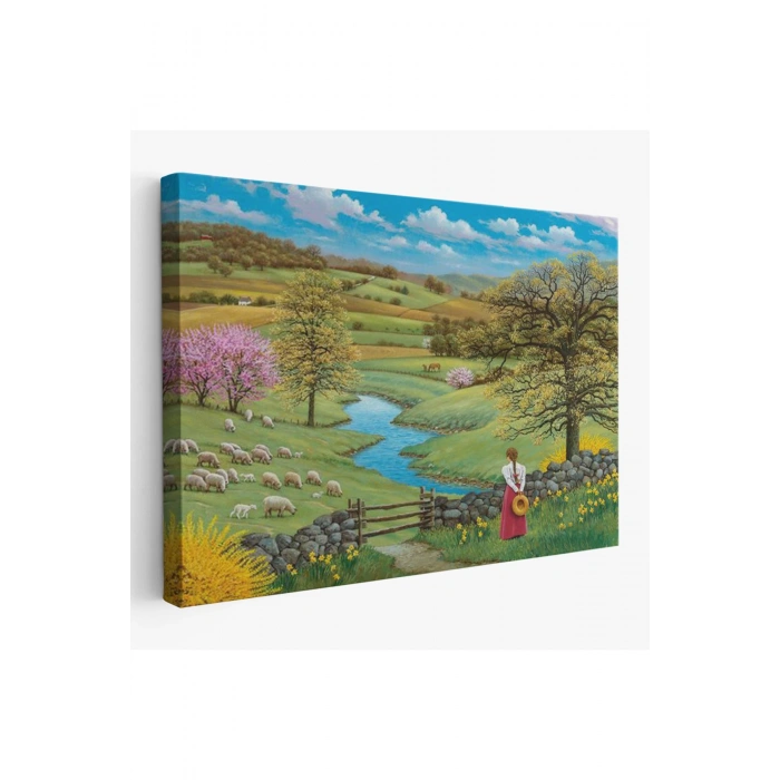 Akarsu Kenarındakı Rus Köylü Kızı Dekoratif Duvar Tablosu-6536