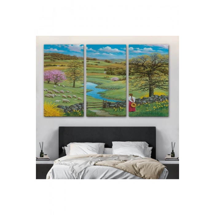 Akarsu Kenarındakı Rus Köylü Kızı Dekoratif Duvar Tablosu-6536