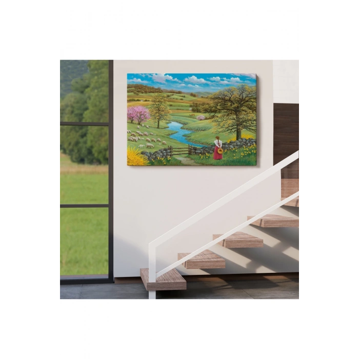 Akarsu Kenarındakı Rus Köylü Kızı Dekoratif Duvar Tablosu-6536