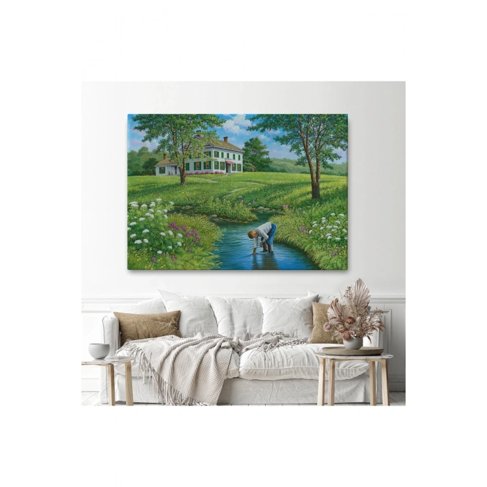 Akarsuda Oynayan Cocuk Tablosu-6533