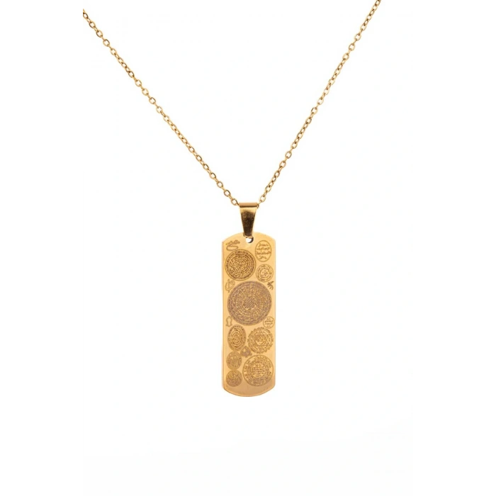 Altın renk Dikdörtgen Altın Kaplama Dualı Çelik Kolye Çelik Zincirli kararmaz paslanmaz silinmez