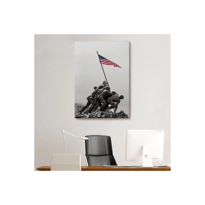 Amerika Bayrağı Diken Askerler Dekoratif Duvar Tablosu-6228