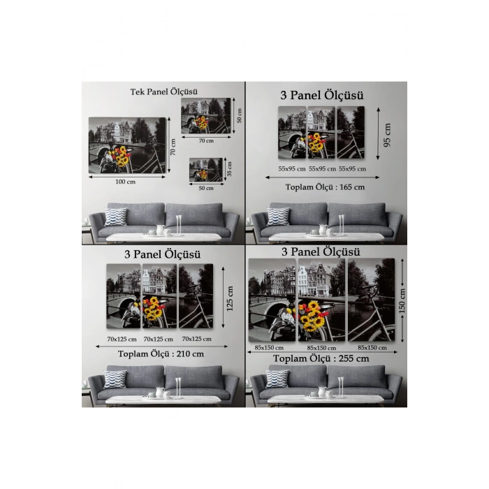 Amsterdam Kanallarındaki Bisiklet ve Laleler Tablosu-6594