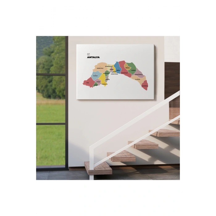 Antalya   İli ve İlçeler Haritası  Dekoratif Kanvas Tablo 1268