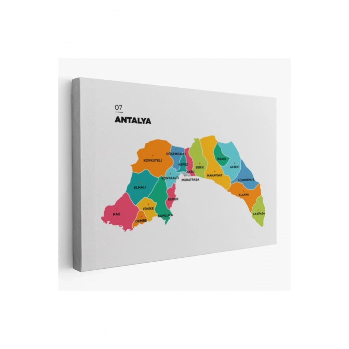 Antalya   İli ve İlçeler Haritası  Dekoratif Kanvas Tablo 1269