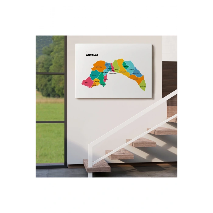 Antalya   İli ve İlçeler Haritası  Dekoratif Kanvas Tablo 1269