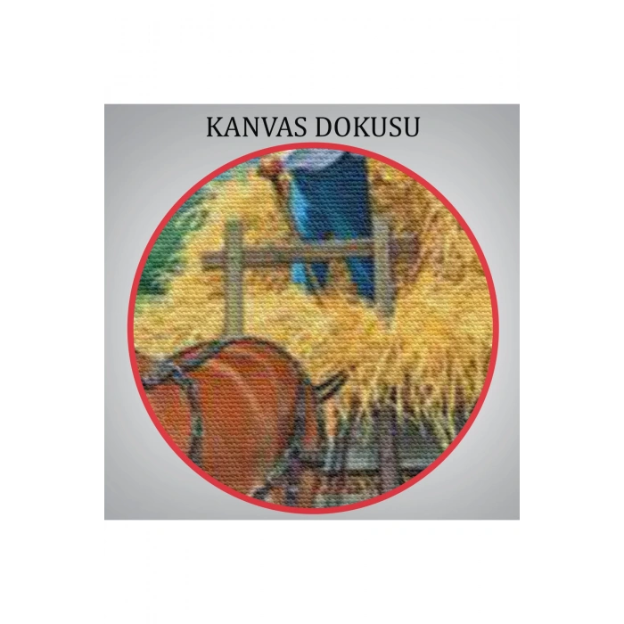 At Arabasına Saman Yükleyen Köylüler Duvar Tablosu-6531