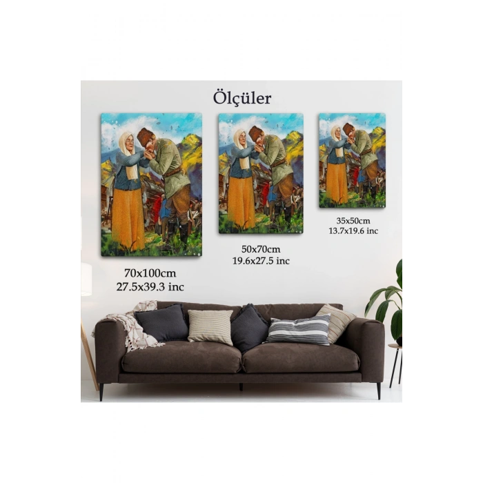 Atatürk Annesi Zübeyde Hanımın Elini Öperken Duvar Tablosu-6302