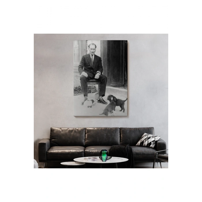 Atatürk Portre Tablosu Mustafa Kemal Atatürk Dikdörtgen Dekoratif Kanvas Tablo-CE-55