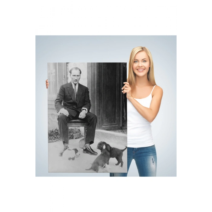 Atatürk Portre Tablosu Mustafa Kemal Atatürk Dikdörtgen Dekoratif Kanvas Tablo-CE-55
