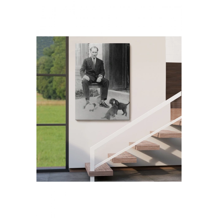 Atatürk Portre Tablosu Mustafa Kemal Atatürk Dikdörtgen Dekoratif Kanvas Tablo-CE-55